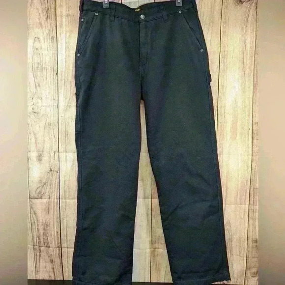 Stanley fleeced lined Carpenter pants in black NEW 34x32 - Picture 1 of 9